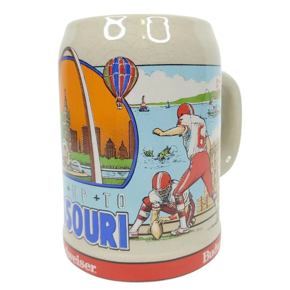 Vtg 1991 Anheuser Busch Budweiser Beer Mug Stein Bud Ceramic Wake Up To Missouri